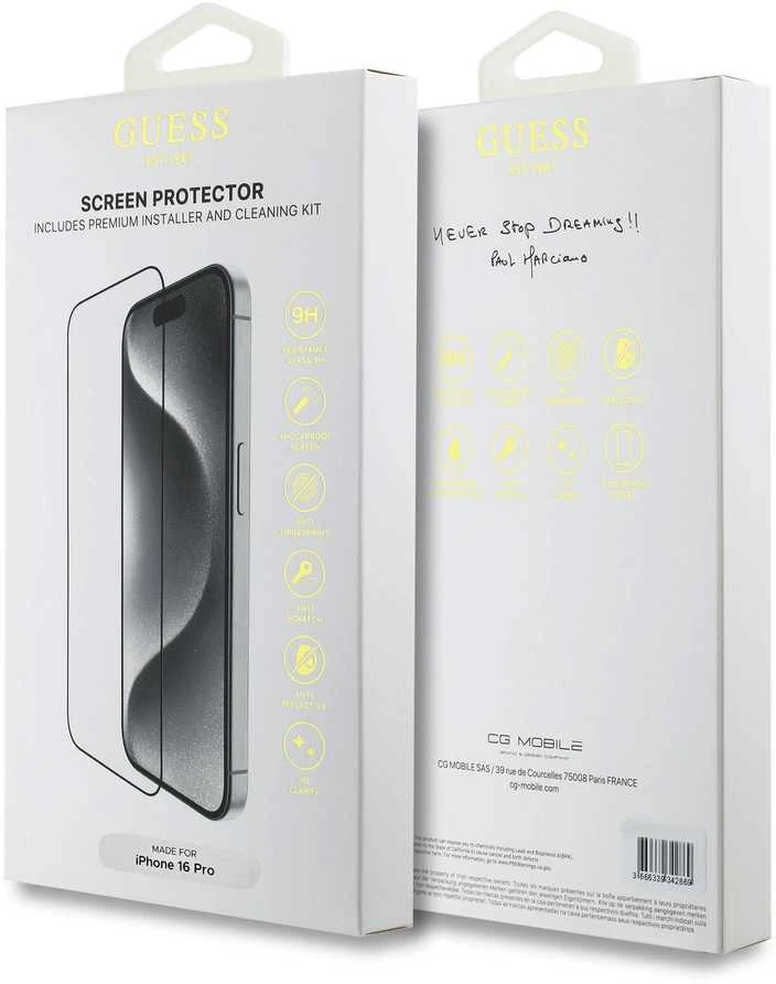 Guess ekrano apsauga 2.5D Apple iPhone 16 Pro Juodas