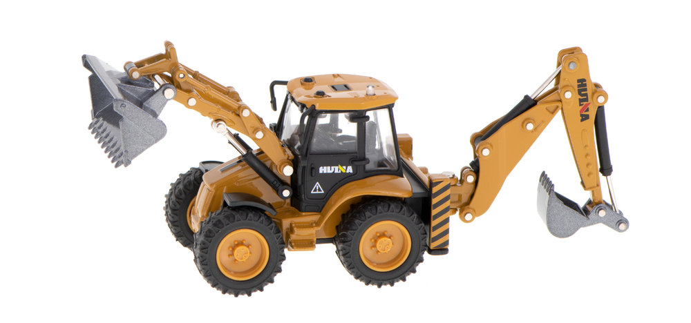 Ikonka Ekskavatorius-krautuvas buldozeris su kaušu Metalinis liejimo modelis H-toys 1704 1:50