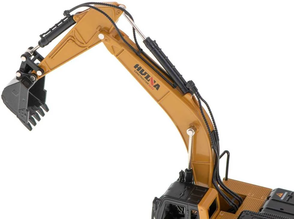 Lietimui skirtas H-toys 1710 1:50 metalinis vikšrinio krautuvo su kaušu ekskavatoriaus modelis