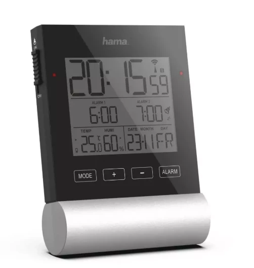 Hama DCF ALARM CLOCK "Juodas LINE" | Hama