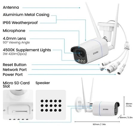 „HiSmart HS084257“ išmanioji lauko kamera 5MP / „Wi-Fi“