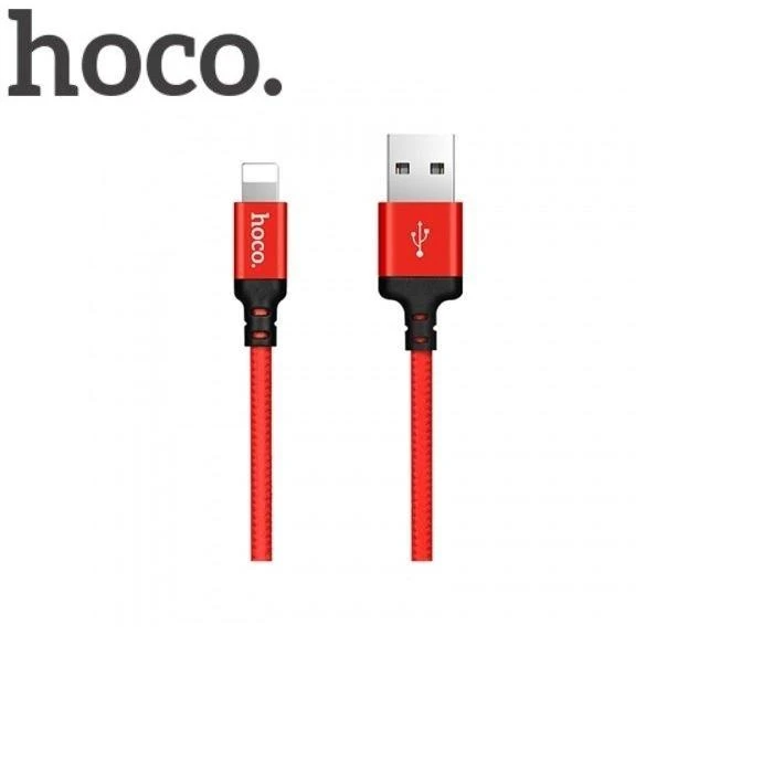 USB kabelis Hoco X14 Lightning, raudonas-juodas 1.0m