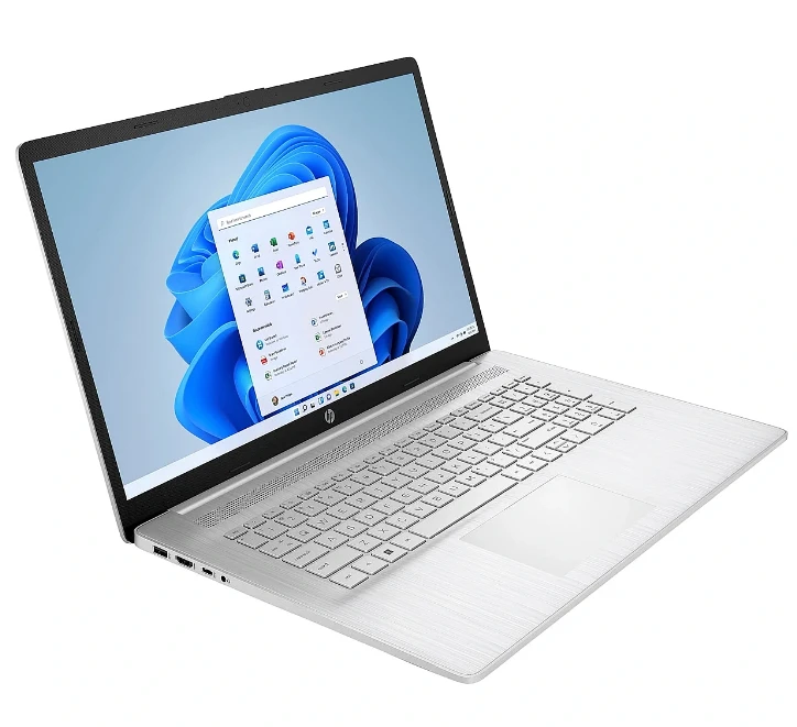 Hewlett Packard (HP) HP Nešiojamas kompiuteris 17-cp2007ny - Ryzen-5 7520U, 17.3" FHD AG IPS 250nits, 8GB, 512GB SSD, US klaviatūra su pašvietimu, Natural Sidabrinis, Win 11 Home, 1 metai