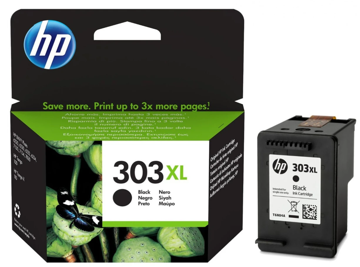 Hewlett Packard (HP) HP 303XL didelės talpos juodo rašalo kasetė, 600 puslapių, skirta HP ENVY Photo 6230, 7130, 7134, 7830 spausdintuvams