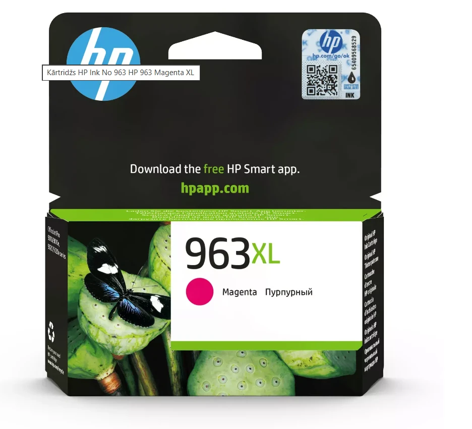 Hewlett Packard (HP) Originali HP 963XL didelio našumo purpurinė rašalo kasetė