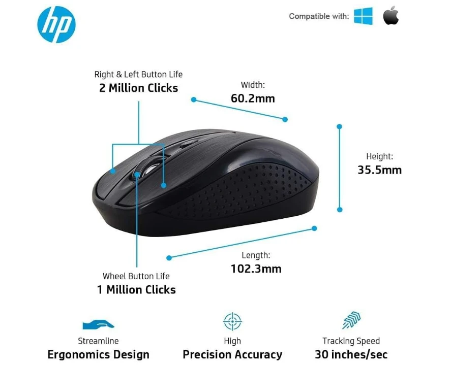 HP CS10 Belaidė klaviatūra ir pelė Combo USB / ENG / 1600DPI
