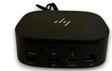 Hewlett Packard (HP) HP USB-C dokas G5 120 W – 4 x USB 3.0, 1 x USB-C (15 W), 2 x DisplayPort 1.4, 1 x HDMI 2.0, 1 x RJ-45, 1 x kombinuotas garso lizdas