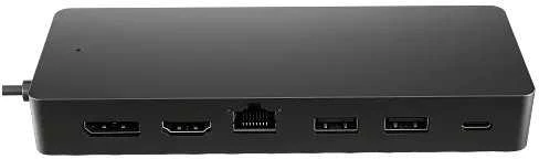 HP universalus USB-C kelių prievadų šakotuvas su 65 W maitinimo adapteriu ir nešiojamojo kompiuterio įkrovikliu - 2x USB-A, 2x USB-C (65 W / duomenys), DisplayPort/HDMI, RJ-45, 1 metai