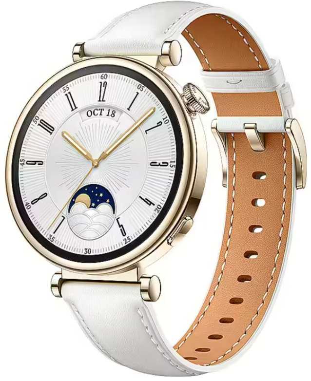 HUAWEI WATCH GT4 41mm Gold White Leather Armband