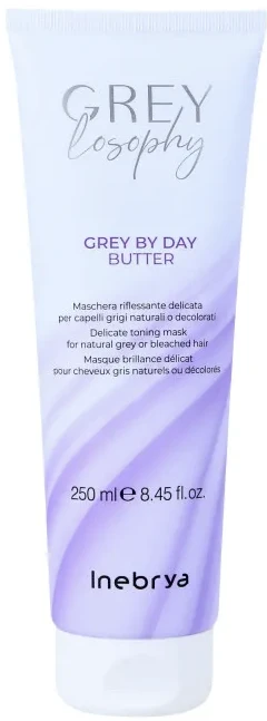 Inebrya GREYlosophy Pilkas By Day Butter tonuojanti kaukė natūraliai žiliems / balintiems plaukams, 250 ml
