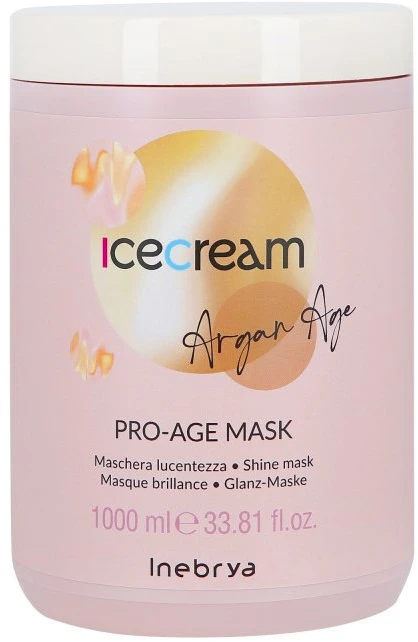 Inebrya Ice Kreminis Argan Age Pro-Age Mask atkuriamoji plaukų kaukė, 1000 ml