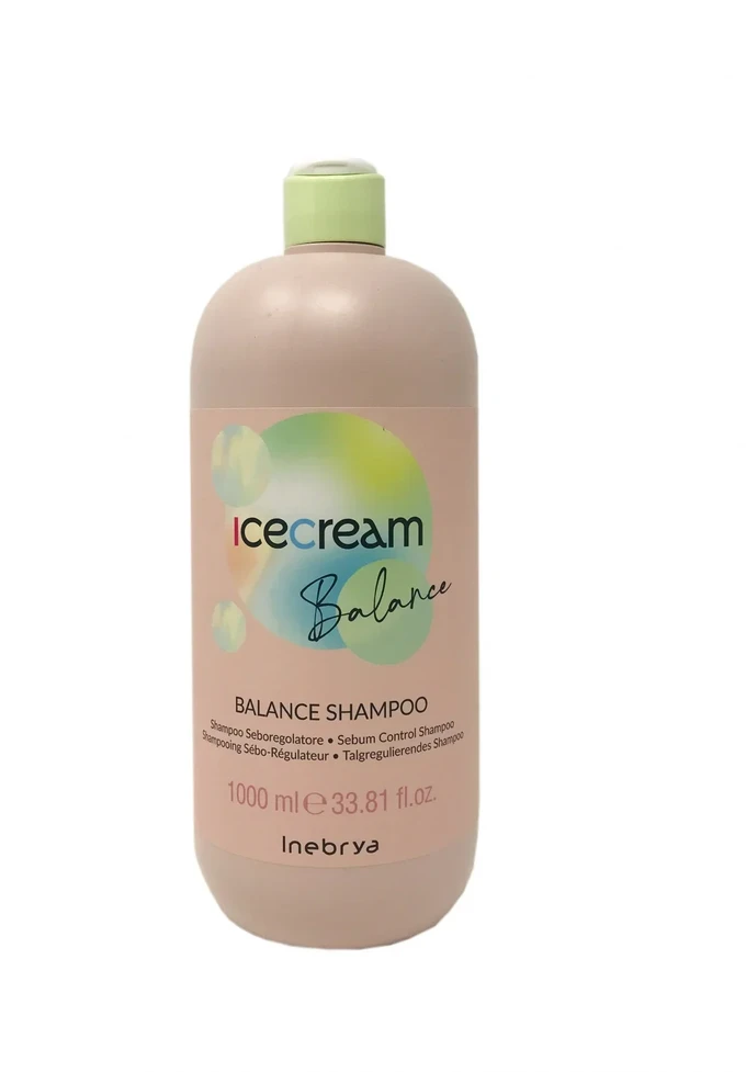 Inebrya Ice Kreminis Balance Šampūnas šampūnas riebiems plaukams, 1000 ml