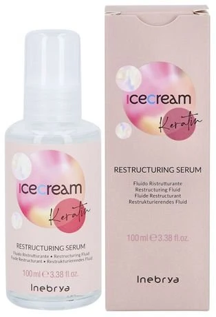Inebrya Ice Kreminis Keratin Restructuring Serum atstatomasis plaukų serumas su keratinu, 100 ml