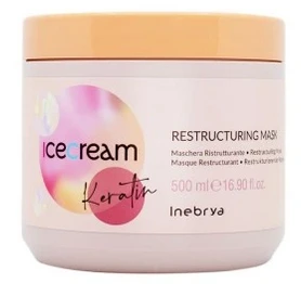 Inebrya Ice Kreminis Keratin Mask atkuriamoji plaukų kaukė su keratinu, 500 ml