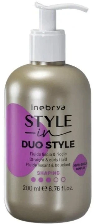 Inebrya Style-In Duo Style Straight & Skirtas garbanotiems plaukams Fluid universalus formavimo fluidas plaukams, 200 ml