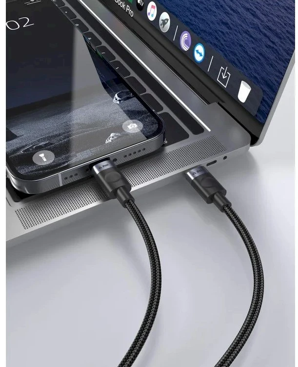 iPEAX USB-C į Lightning pynė laidas, 1 m, USB 2.0, juoda