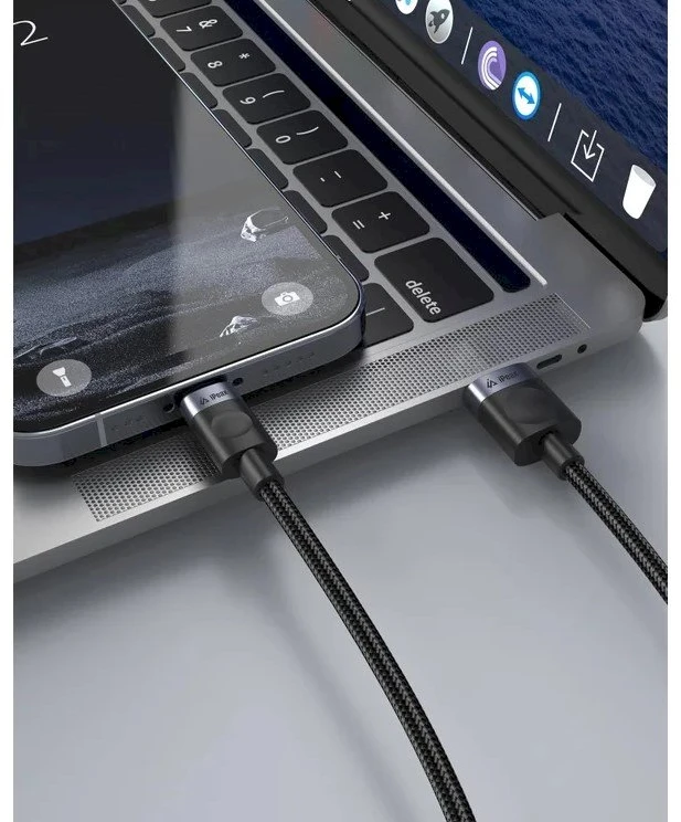 iPEAX USB-A į USB-C audinio kabelis, 1 m, USB 2.0, juodas