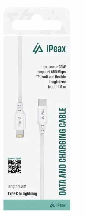 iPEAX 90010111 USB-C / Lightning kabelis 1m