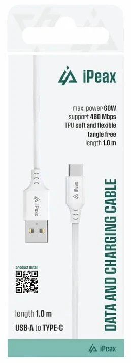 iPEAX 90010113 USB-A / USB-C kabelis 1 m