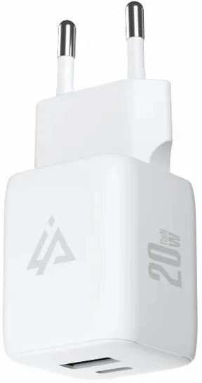iPEAX GaN 20 W sieninis įkroviklis (USB-C + USB-A), baltas
