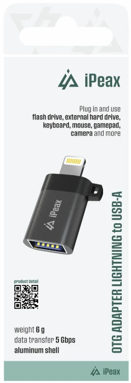 iPEAX Lightning į USB-A OTG adapteris mažmeninėje pakuotėje
