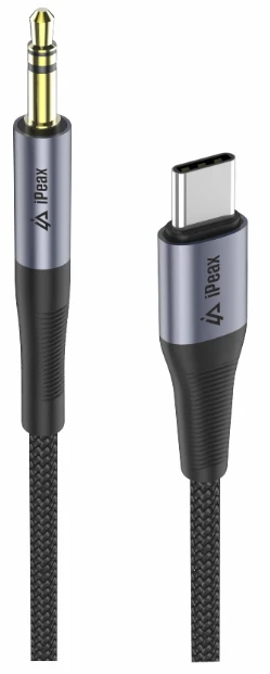 iPEAX USB-C to 3.5 mm Jack Adapteris, 1.5 m, Juodas