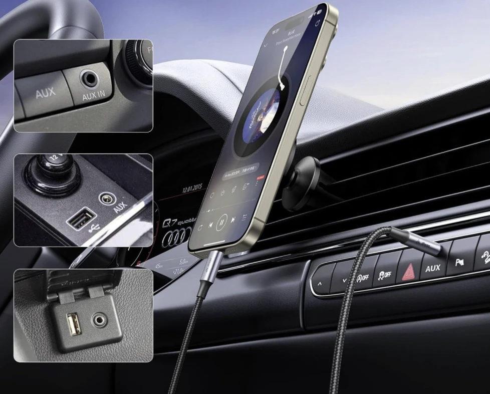 iPEAX USB-C to 3.5 mm Jack Adapteris, 1.5 m, Juodas