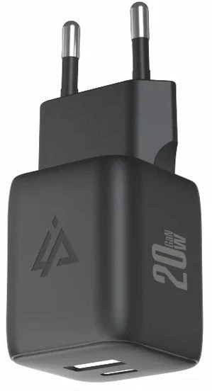 iPEAX GaN 20 W sieninis įkroviklis (USB-C + USB-A), juodas