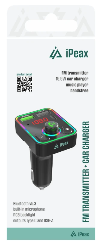 iPeax RGB FM Bluetooth siųstuvas