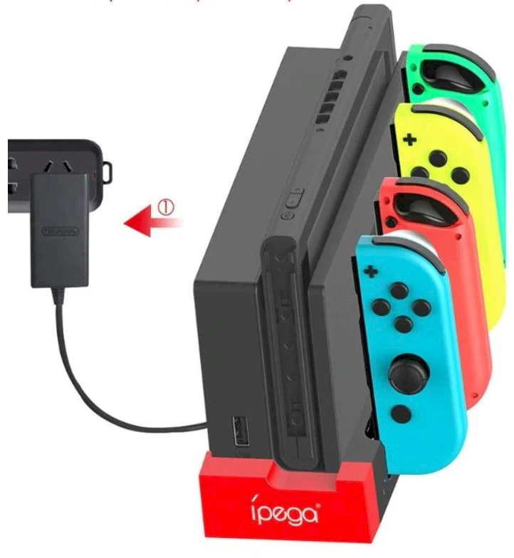 iPega 9186 Charger Dock pro N-Switch a Joy-con Juodas/Raudona