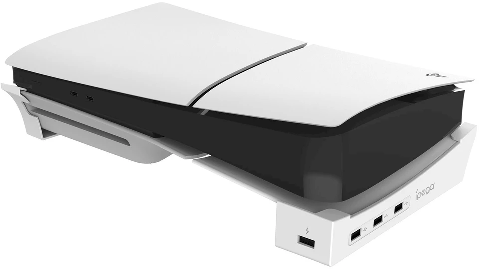 Dėklas iPega P5S008 horizontalus stovas su USB HUB, skirtas PS5 Slim Baltas