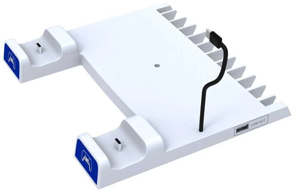 iPega P5S009 daugiafunkcis įkrovimo stovas, skirtas PS5 Slim Baltas