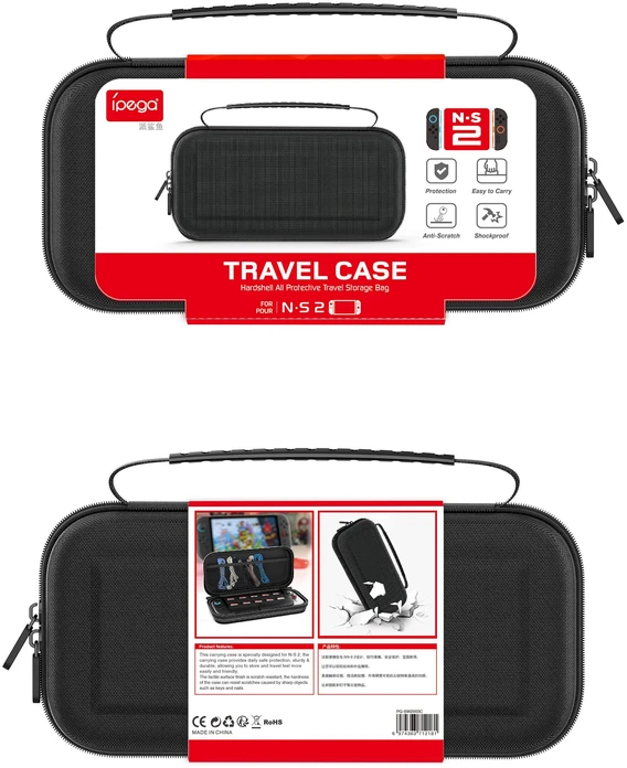 „iPega SW2003C“ kelioninis dėklas, skirtas „Nintendo Switch 2“, juodas
