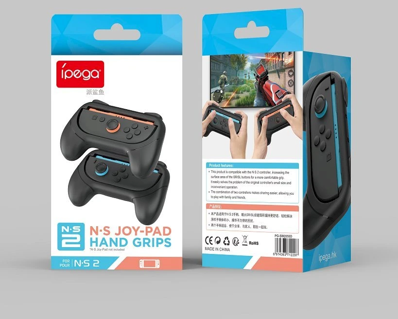 iPega SW2055D Grip for JoyCon Controllers Nintendo Switch 2 juodos spalvos