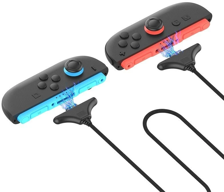„iPega SW2119A“ įkrovimo laidas (3 m, 2 vnt.), skirtas „JoyCon“ valdikliui „Nintendo Switch 2“, raudonas/mėlynas