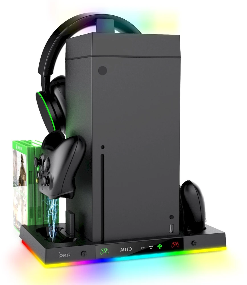 iPega XBX024S daugiafunkcis įkrovimo RGB stovas su aušinimu, skirtas XBOX
