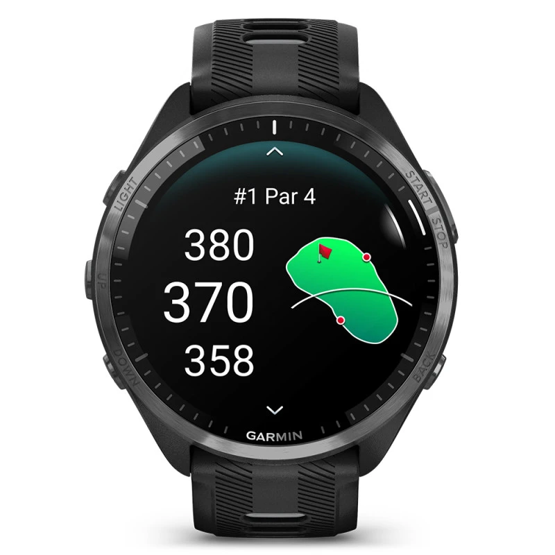 Garmin Išmanusis laikrodis Forerunner® 965, Pilkos anglies spalvos korpusas su juodos ir pilkos spalvų dirželiu
