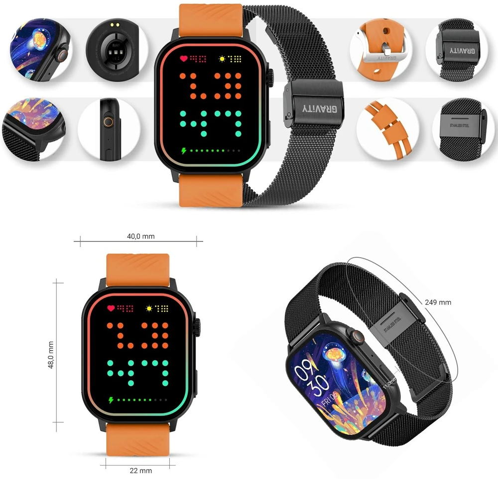 Išmanusis laikrodis UNISEX GRAVITY GT15-2 - BLUETOOTH CONNECTIONS, ADDITIONAL PASSAGE (sg029b)