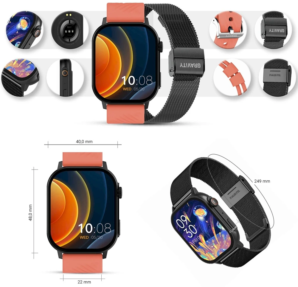 Išmanusis laikrodis UNISEX GRAVITY GT15-3 - BLUETOOTH CONNECTIONS, ADDITIONAL PASSAGE (sg029c)