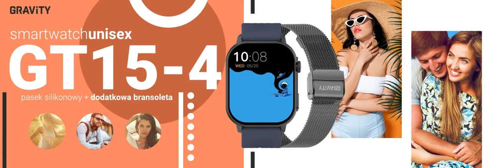 Išmanusis laikrodis UNISEX GRAVITY GT15-4 - ROZMOWY BLUETOOTH, DODATKOWY PASEK (sg029d)