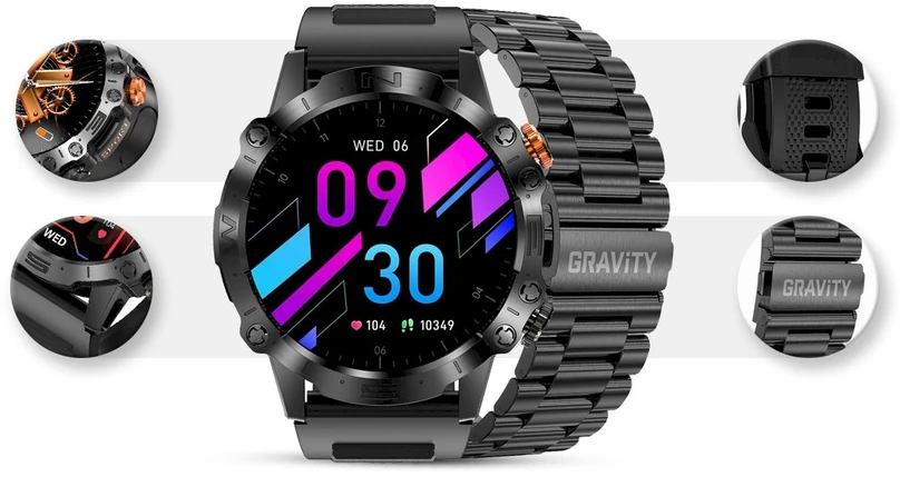 GRAVITY GT20-1 MEN'S Išmanusis laikrodis - AMOLED, ADDITIONAL BELT (sg024a)