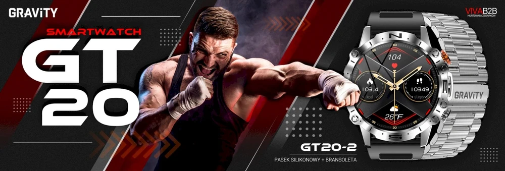 Išmanusis laikrodis MĘSKI GRAVITY GT20-2 - AMOLED, DODATKOWY PASEK (sg024b)