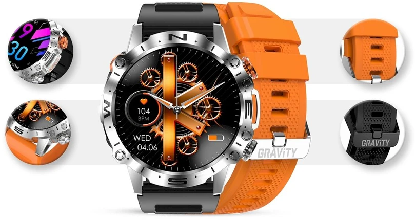 GRAVITY GT20-4 MEN'S Išmanusis laikrodis - AMOLED, ADDITIONAL BELT (sg024d)