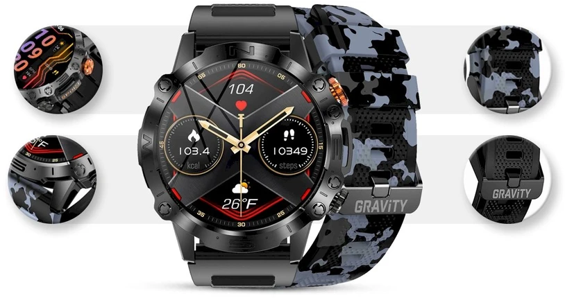 GRAVITY GT20-5 MEN S Išmanusis laikrodis - AMOLED, ADDITIONAL BELT (sg024e)