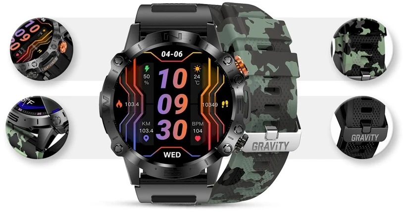 GRAVITY GT20-6 MEN'S Išmanusis laikrodis - AMOLED, ADDITIONAL BELT (sg024f)