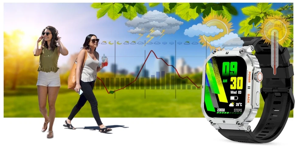 Išmanusis laikrodis Gravity GT6-5, Sidabro spalvos korpusas su juodos spalvos dirželiu
