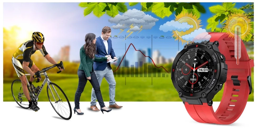 Išmanusis laikrodis Gravity GT7-5, Juodos spalvos korpusas su raudonos spalvos dirželiu