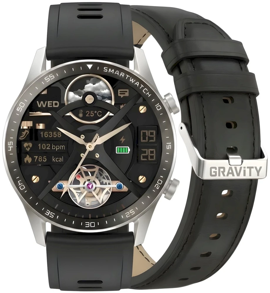 Išmanusis laikrodis Gravity Sidabrinis su 2 dirželiais GT10-7