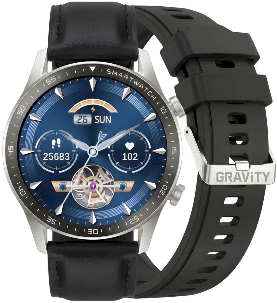 Išmanusis laikrodis Gravity Sidabrinis su 2 dirželiais GT10-7