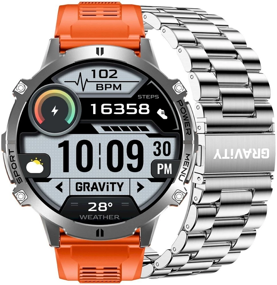 Išmanusis laikrodis MĘSKI GRAVITY GT42-4 - AMOLED, DODATKOWA BRANSOLETA (sg056d)